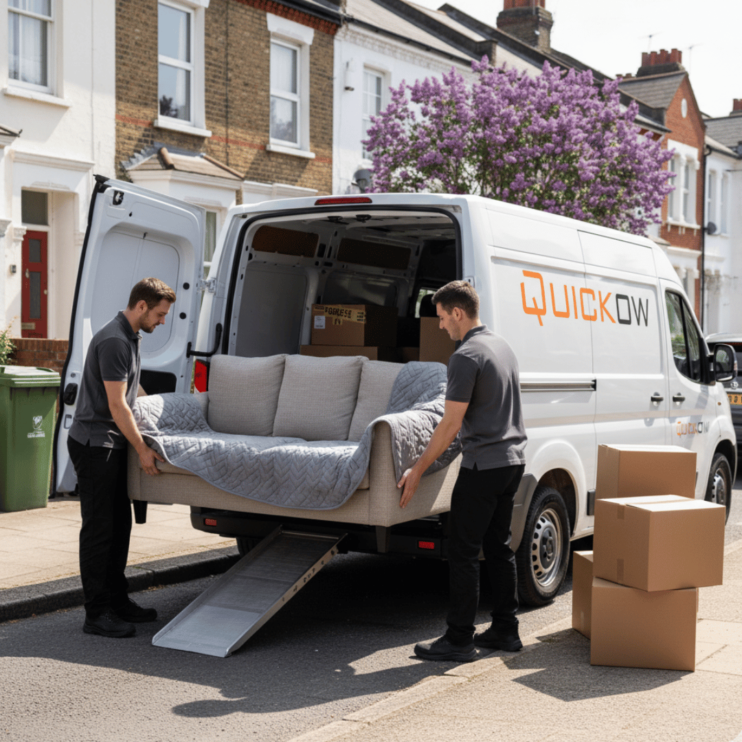Quickow man and van team loading furniture in the UK